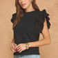 Louisville Ruffle Frill Mixed Media Knit Tee Top
