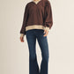 Elmhurst Puff Shoulder Long Sleeve Casual Top