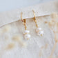 Double Pearl Drop Huggie Earrings