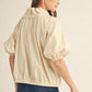 Lasting Drawstring Neckline Solid Woven Top