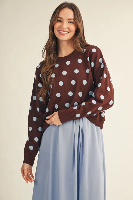 Bellamy Drop Shoulder Polka Dot Sweater