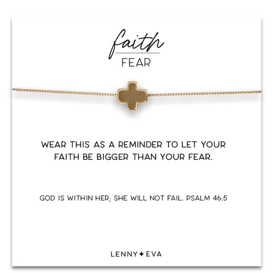 Faith Over Fear Gold Cross Necklace on Delicate Chain