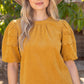 Justice Scalloped Hemline Bubble Sleeve Solid Corduroy Top