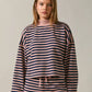 Luca Boxy Contrast Stripe Mock Neck Sweatshirt