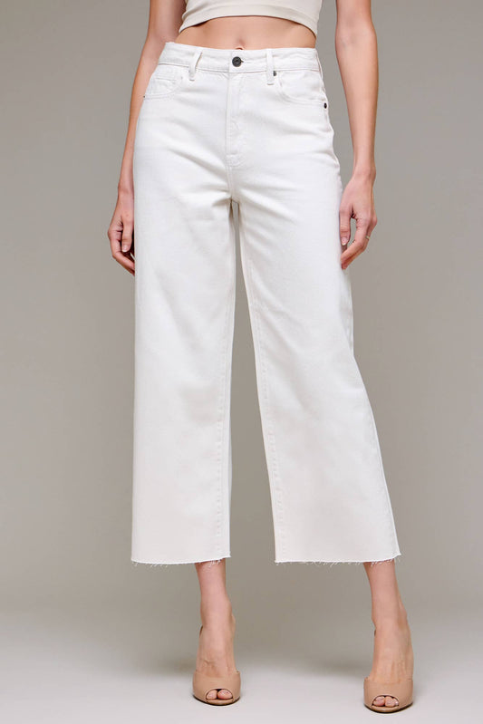 Nori Sea Salt Color Clean Summer Wideleg Jeans by Hidden Denim