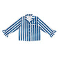 Blue Stripe Ruffled Shorts and Long Sleeve PJ Set