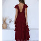Santa Fe Lace Trim Tiered Ruffle Maxi Dress