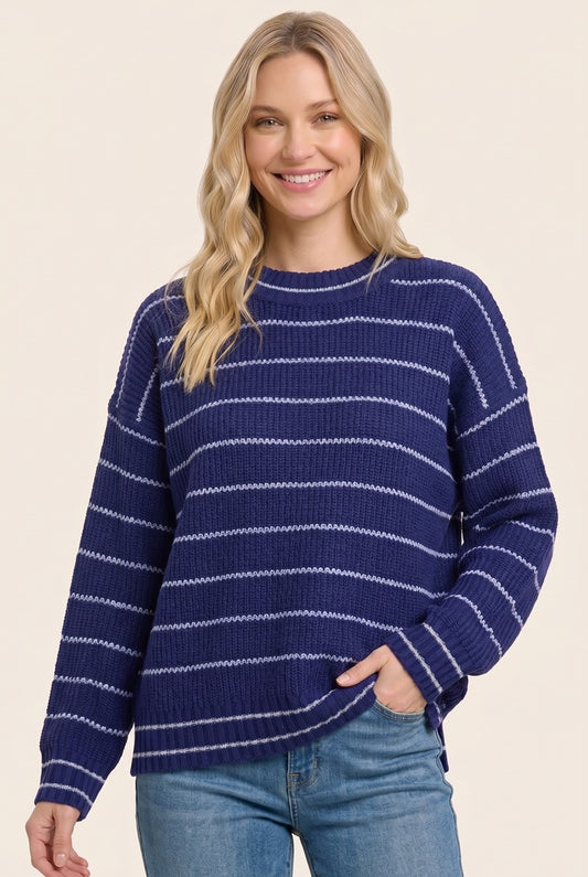 Fiona Textured Long Sleeve Crew Neck Sweater