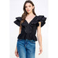 Harrods Ruffled Poplin Detail Knit Top
