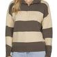 Change Long Sleeve Half Zip Striped Sweater