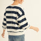 Psalm V-notched Bold Stripe Casual Top