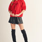 Lasting Drawstring Neckline Solid Woven Top