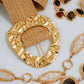 Embossed Gold Buckle Raffia Stretch Belt