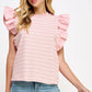 Bardstown Mixed Media Stripe Top-stitch Knit Top