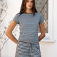Marlowe Tee Classic Crewneck Stripe Short Sleeve T-Shirt