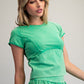 Free Mineral Washed Solid Cropped T Shirt
