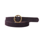 Round Brass Buckle Suede/Genuine Leather Belt｜Minimalist
