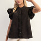 Wilma Washed Ruffle Trim Flutter Sleeve Blouse