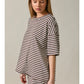Evelynn Tee Short Sleeve Round Neck Oversized Stripe T-Shirt