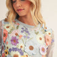 3D Floral Applique Sheer Mesh Layered Top