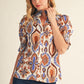 Ezra Smocking Detail Boho Print Blouse