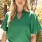 Slumber Ruffle V-Neck Solid Tweed Top