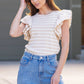 Berea Layered Flutter Short Sleeve Stripe Top