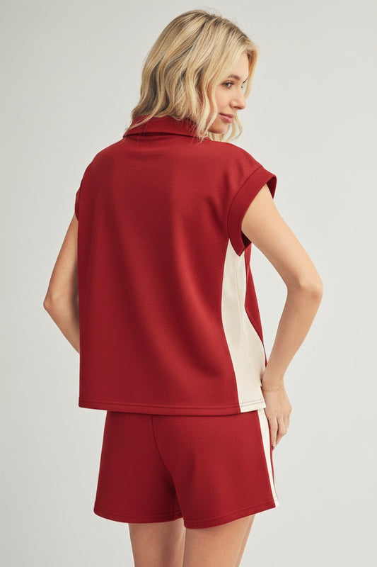 Lux Contrast Accent Casual Top