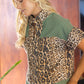 Animal Print Color block Grommet Detail Sherpa Top