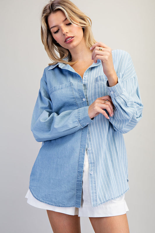 Huntington Contrast Striped Button Down Shirt