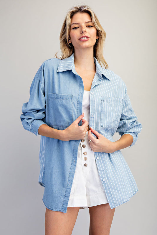 Huntington Contrast Striped Button Down Shirt
