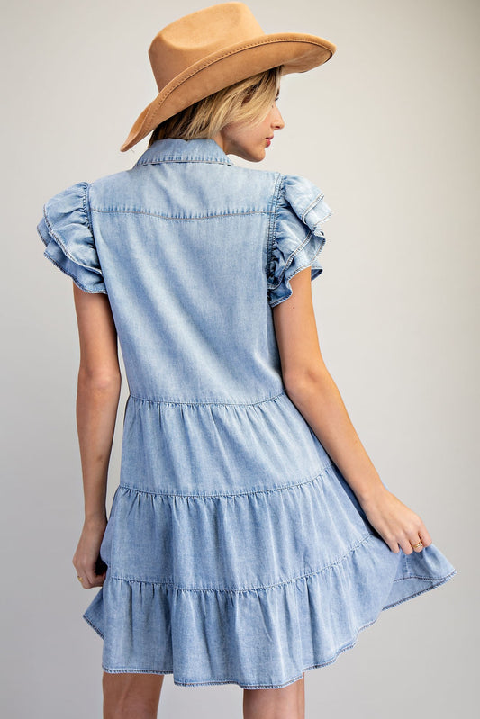 Patsy Denim Washed Button Down Mini Dress