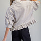 Morgantown Striped Lace Trim Button Down Top