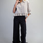 Morgantown Striped Lace Trim Button Down Top