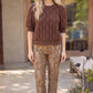 Spark Ruffled Band Puff Sleeve Cable Knit Top