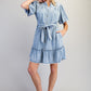 Margo Denim Lace Trimmed Mini Dress