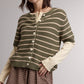 Carpenter Stripe Short Sleeve Sweater Cardigan