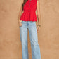 Kentucky Sleeveless Button-Front Peplum Knit Top