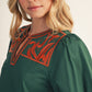 Tower Puff Sleeves Embroidered Woven Top