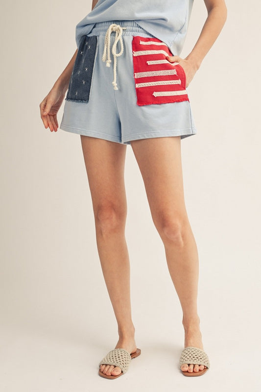 American Flag Shorts Drawstring Waist American Flag Casual Shorts