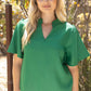 Slumber Ruffle V-Neck Solid Tweed Top