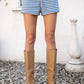 Marlowe Classic Stripe Mid Waist Drawstring Stretch Shorts
