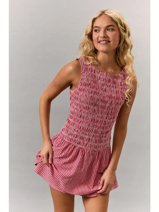 Nola Boat Neck Smocking Bodice Low Waist Romper