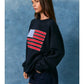 USA Flag Long Sleeve Crew Neck Oversized Sweatshirt