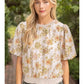 Monroe Floral Buttle Sleeve Blouse Top