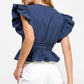 Danville Flutter Sleeve Peplum Poplin Top