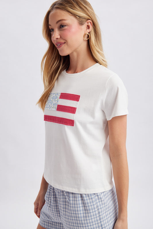 Harrison Flag Patchwork Knit Top