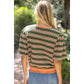 Union Bubble Sleeve Band Stripe Print Knitted Top