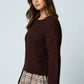 Athens Roll Up Raw Edge Trim Detail Knit Pullover Sweater