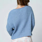 Athens Roll Up Raw Edge Trim Detail Knit Pullover Sweater